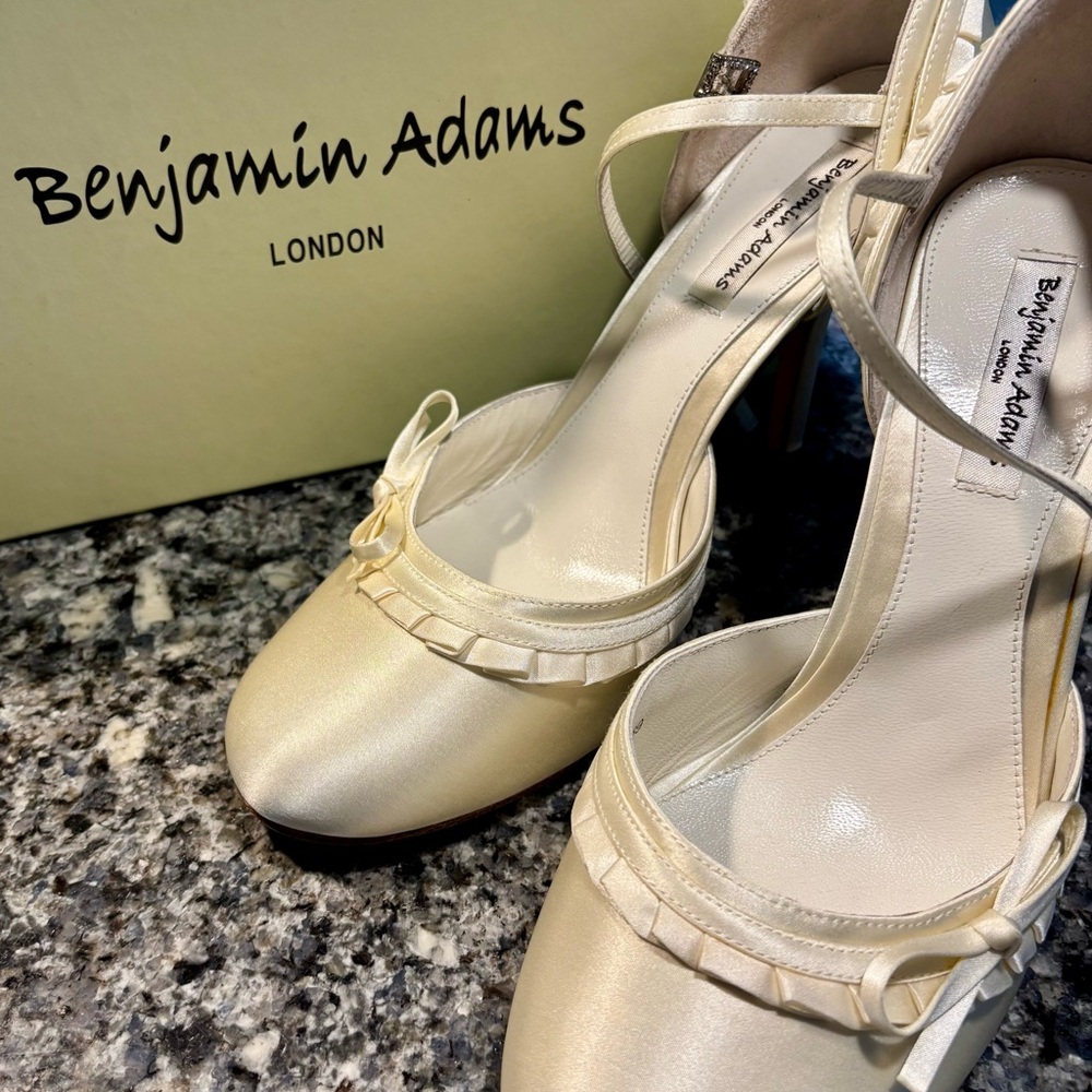 Benjamin Adams London Cream Satin Heels